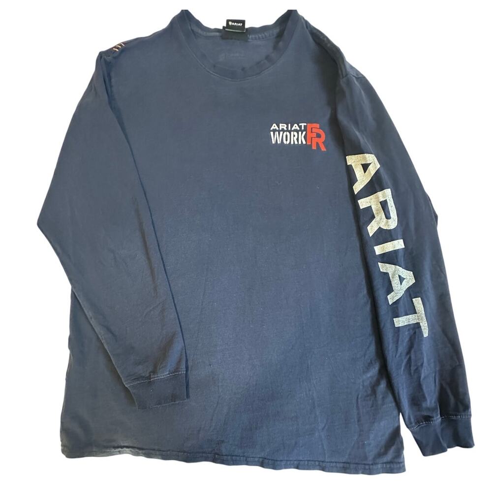Ariat Work FR Long Sleeve Shirt Navy Logo L/G